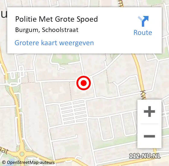 Locatie op kaart van de 112 melding: Politie Met Grote Spoed Naar Burgum, Schoolstraat op 9 augustus 2023 09:36