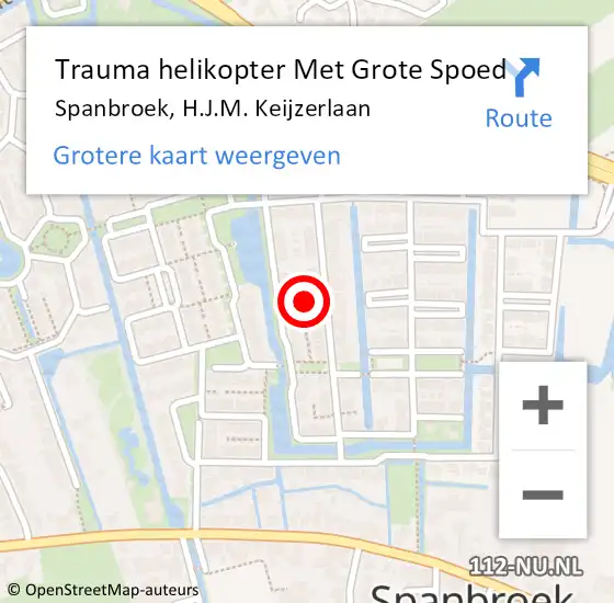 Locatie op kaart van de 112 melding: Trauma helikopter Met Grote Spoed Naar Spanbroek, H.J.M. Keijzerlaan op 9 augustus 2023 11:47
