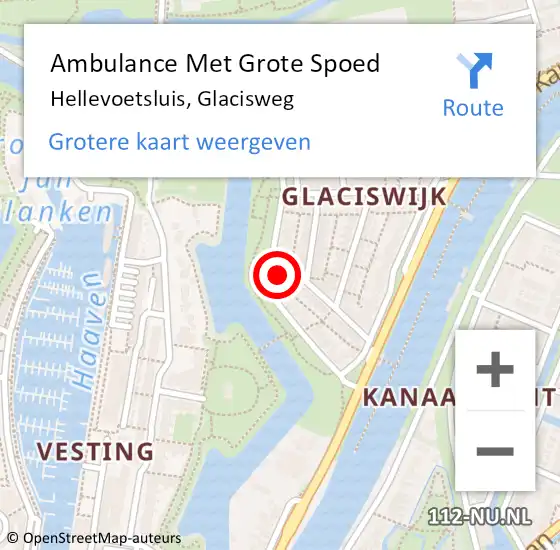 Locatie op kaart van de 112 melding: Ambulance Met Grote Spoed Naar Hellevoetsluis, Glacisweg op 9 augustus 2023 12:47