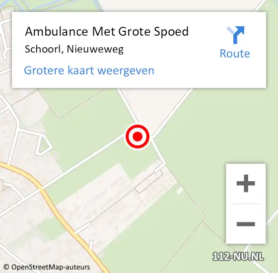 Locatie op kaart van de 112 melding: Ambulance Met Grote Spoed Naar Schoorl, Nieuweweg op 9 augustus 2023 13:34
