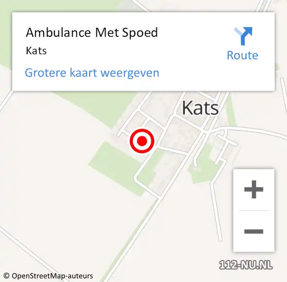 Locatie op kaart van de 112 melding: Ambulance Met Spoed Naar Kats op 9 augustus 2023 14:32