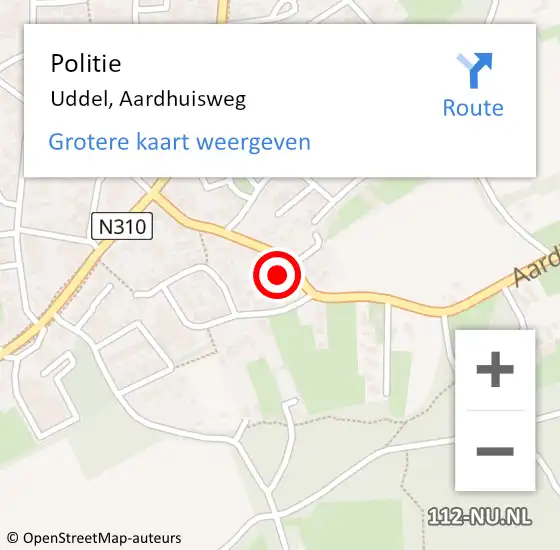 Locatie op kaart van de 112 melding: Politie Uddel, Aardhuisweg op 9 augustus 2023 14:53