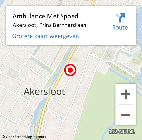 Locatie op kaart van de 112 melding: Ambulance Met Spoed Naar Akersloot, Prins Bernhardlaan op 9 augustus 2023 15:29