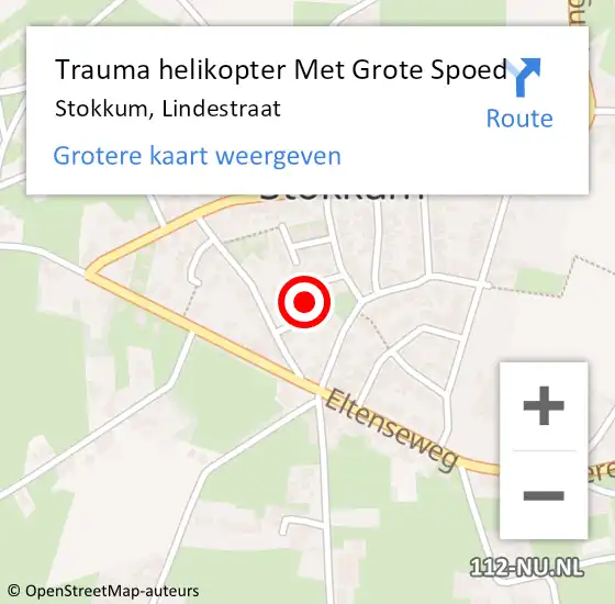 Locatie op kaart van de 112 melding: Trauma helikopter Met Grote Spoed Naar Stokkum, Lindestraat op 9 augustus 2023 17:44