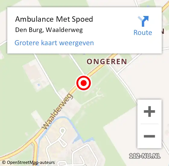 Locatie op kaart van de 112 melding: Ambulance Met Spoed Naar Den Burg, Waalderweg op 9 augustus 2023 18:47