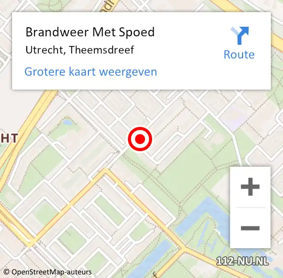 Locatie op kaart van de 112 melding: Brandweer Met Spoed Naar Utrecht, Theemsdreef op 9 augustus 2023 20:07