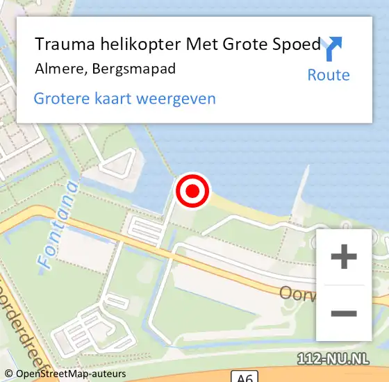 Locatie op kaart van de 112 melding: Trauma helikopter Met Grote Spoed Naar Almere, Bergsmapad op 9 augustus 2023 20:13