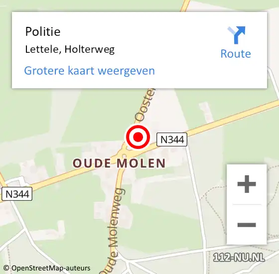 Locatie op kaart van de 112 melding: Politie Lettele, Holterweg op 9 augustus 2023 20:49