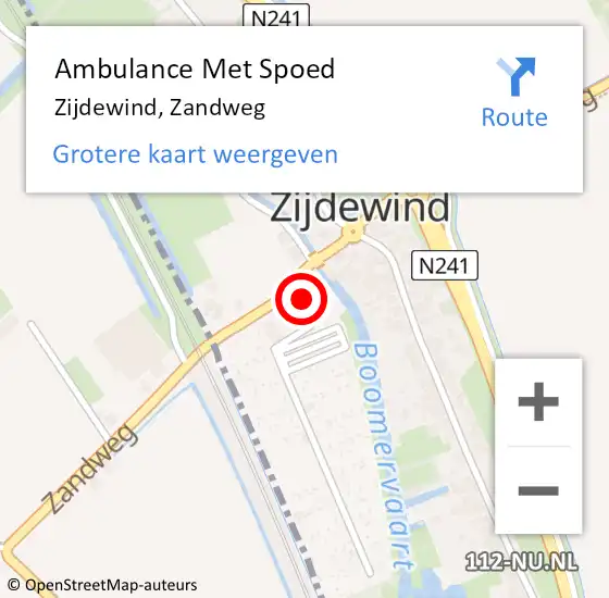 Locatie op kaart van de 112 melding: Ambulance Met Spoed Naar Zijdewind, Zandweg op 9 augustus 2023 21:37