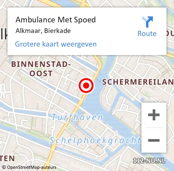Locatie op kaart van de 112 melding: Ambulance Met Spoed Naar Alkmaar, Bierkade op 9 augustus 2023 22:32