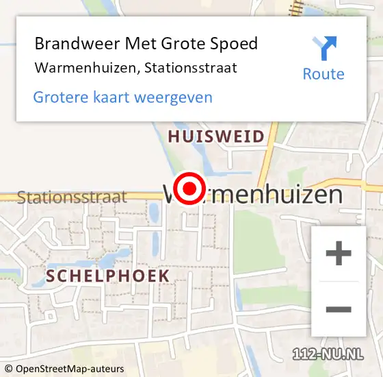 Locatie op kaart van de 112 melding: Brandweer Met Grote Spoed Naar Warmenhuizen, Stationsstraat op 9 augustus 2023 22:42