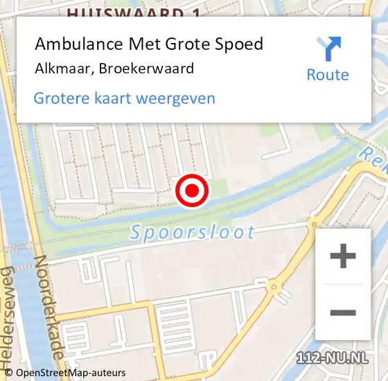 Locatie op kaart van de 112 melding: Ambulance Met Grote Spoed Naar Alkmaar, Broekerwaard op 10 augustus 2023 05:22