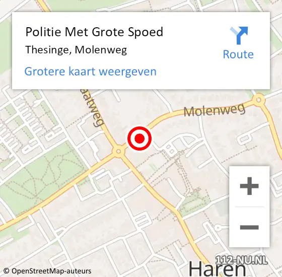 Locatie op kaart van de 112 melding: Politie Met Grote Spoed Naar Thesinge, Molenweg op 10 augustus 2023 09:39