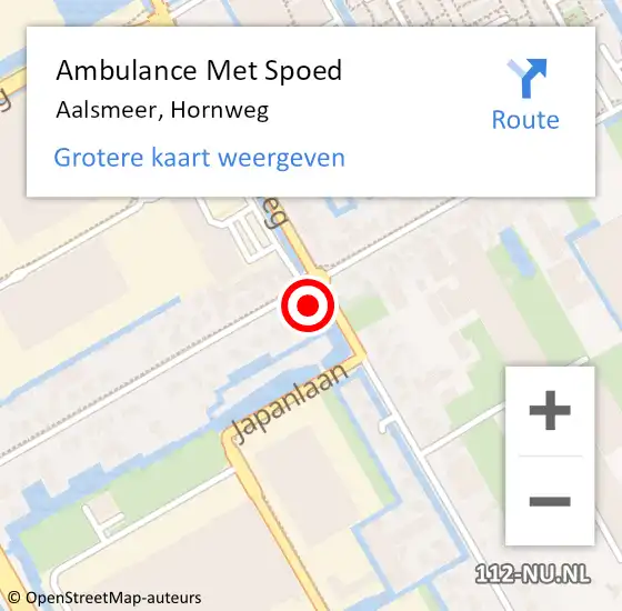 Locatie op kaart van de 112 melding: Ambulance Met Spoed Naar Aalsmeer, Hornweg op 10 augustus 2023 13:21