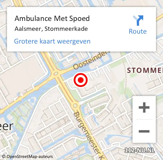 Locatie op kaart van de 112 melding: Ambulance Met Spoed Naar Aalsmeer, Stommeerkade op 10 augustus 2023 13:43