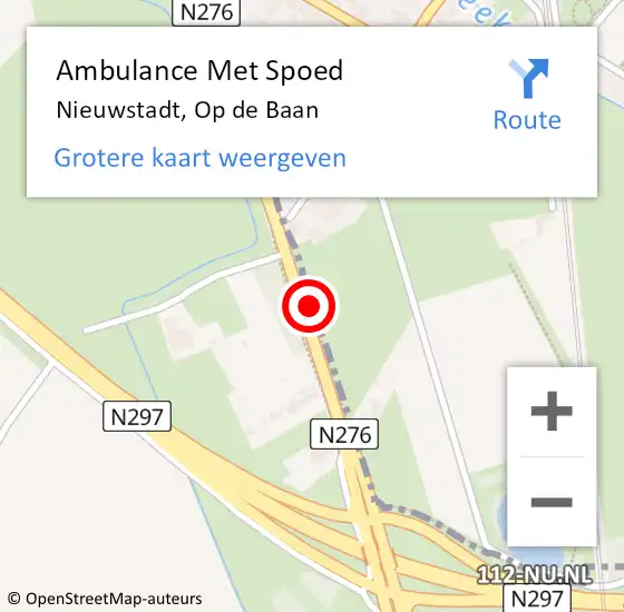 Locatie op kaart van de 112 melding: Ambulance Met Spoed Naar Nieuwstadt, Op de Baan op 10 augustus 2023 16:08