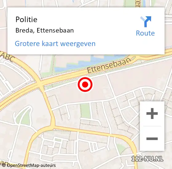 Locatie op kaart van de 112 melding: Politie Breda, Ettensebaan op 10 augustus 2023 17:40