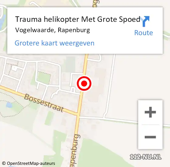 Locatie op kaart van de 112 melding: Trauma helikopter Met Grote Spoed Naar Vogelwaarde, Rapenburg op 10 augustus 2023 17:44