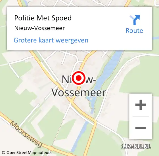 Locatie op kaart van de 112 melding: Politie Met Spoed Naar Nieuw-Vossemeer op 10 augustus 2023 19:00