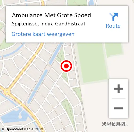 Locatie op kaart van de 112 melding: Ambulance Met Grote Spoed Naar Spijkenisse, Indira Gandhistraat op 10 augustus 2023 19:52