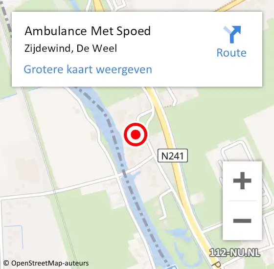 Locatie op kaart van de 112 melding: Ambulance Met Spoed Naar Zijdewind, De Weel op 10 augustus 2023 20:17