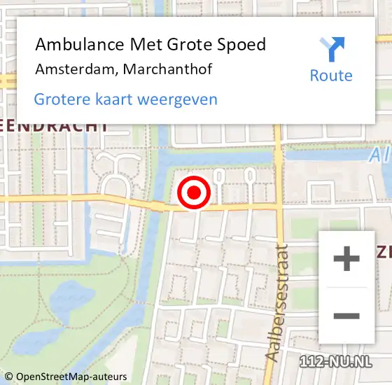 Locatie op kaart van de 112 melding: Ambulance Met Grote Spoed Naar Amsterdam, Marchanthof op 10 augustus 2023 21:44