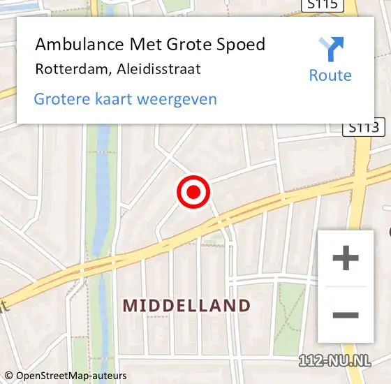 Locatie op kaart van de 112 melding: Ambulance Met Grote Spoed Naar Rotterdam, Aleidisstraat op 10 augustus 2023 23:53