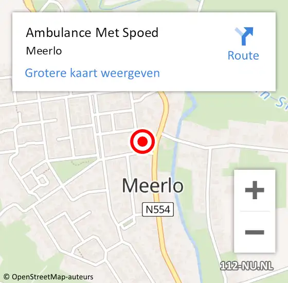 Locatie op kaart van de 112 melding: Ambulance Met Spoed Naar Meerlo op 11 augustus 2023 01:31