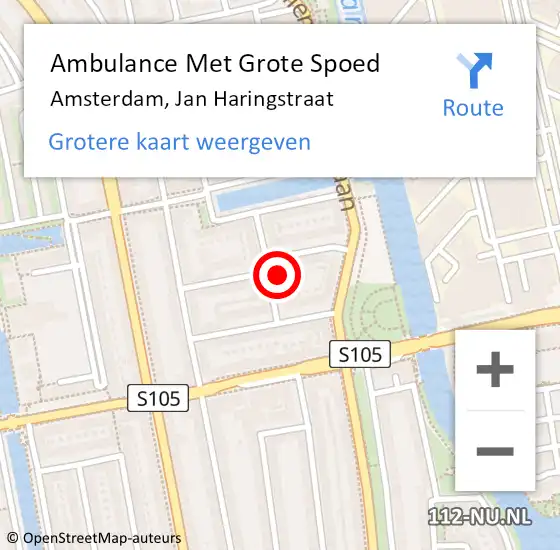 Locatie op kaart van de 112 melding: Ambulance Met Grote Spoed Naar Amsterdam, Jan Haringstraat op 11 augustus 2023 03:32