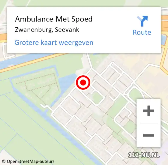 Locatie op kaart van de 112 melding: Ambulance Met Spoed Naar Zwanenburg, Seevank op 11 augustus 2023 07:18