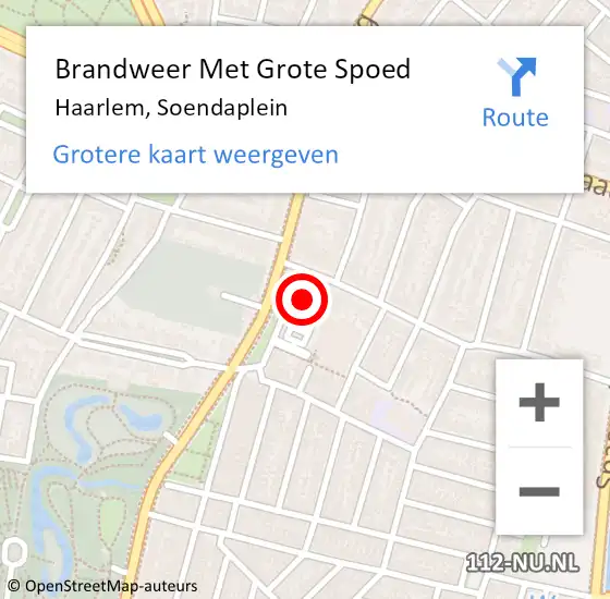 Locatie op kaart van de 112 melding: Brandweer Met Grote Spoed Naar Haarlem, Soendaplein op 11 augustus 2023 07:54