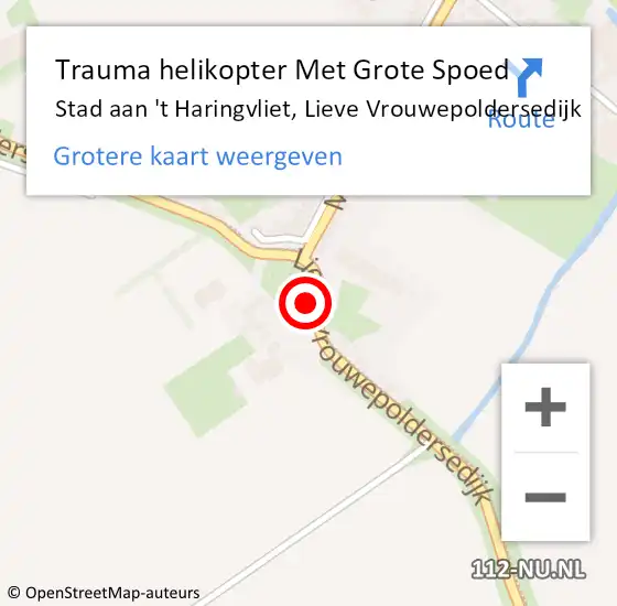 Locatie op kaart van de 112 melding: Trauma helikopter Met Grote Spoed Naar Stad aan 't Haringvliet, Lieve Vrouwepoldersedijk op 11 augustus 2023 08:55