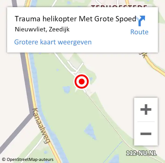 Locatie op kaart van de 112 melding: Trauma helikopter Met Grote Spoed Naar Nieuwvliet, Zeedijk op 11 augustus 2023 10:20
