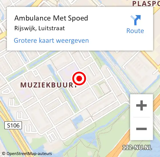 Locatie op kaart van de 112 melding: Ambulance Met Spoed Naar Rijswijk, Luitstraat op 11 augustus 2023 12:02