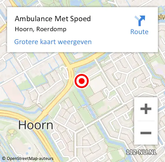Locatie op kaart van de 112 melding: Ambulance Met Spoed Naar Hoorn, Roerdomp op 11 augustus 2023 12:40