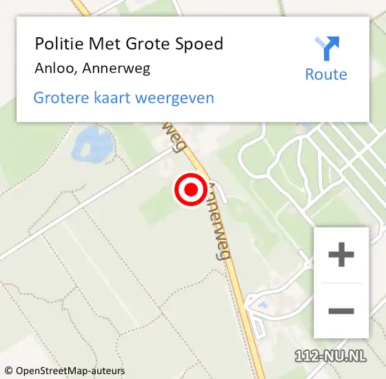 Locatie op kaart van de 112 melding: Politie Met Grote Spoed Naar Anloo, Annerweg op 11 augustus 2023 13:58