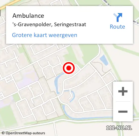 Locatie op kaart van de 112 melding: Ambulance 's-Gravenpolder, Seringestraat op 4 september 2014 14:06