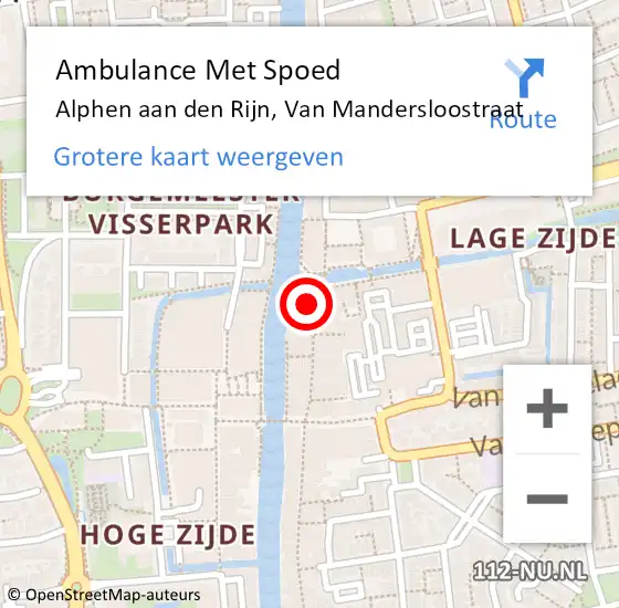 Locatie op kaart van de 112 melding: Ambulance Met Spoed Naar Alphen aan den Rijn, Van Mandersloostraat op 11 augustus 2023 15:34