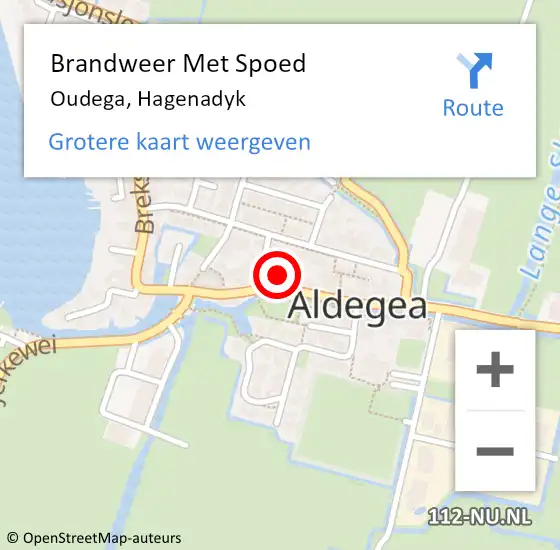 Locatie op kaart van de 112 melding: Brandweer Met Spoed Naar Oudega, Hagenadyk op 11 augustus 2023 15:56