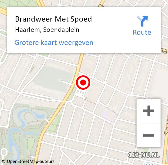 Locatie op kaart van de 112 melding: Brandweer Met Spoed Naar Haarlem, Soendaplein op 11 augustus 2023 16:26