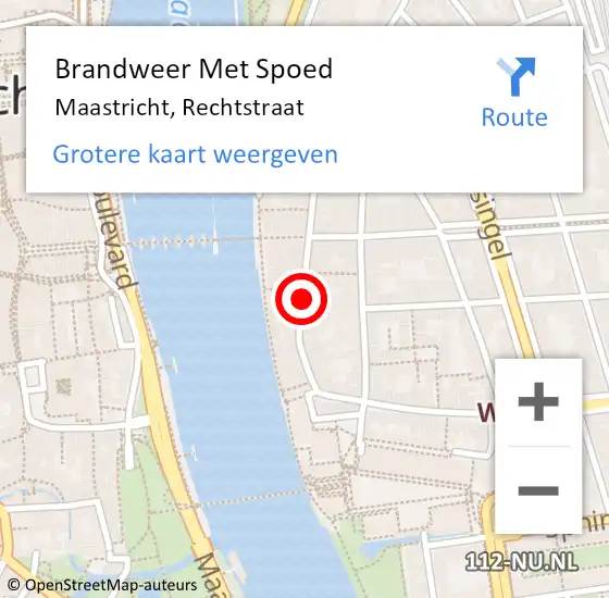 Locatie op kaart van de 112 melding: Brandweer Met Spoed Naar Maastricht, Rechtstraat op 11 augustus 2023 17:08