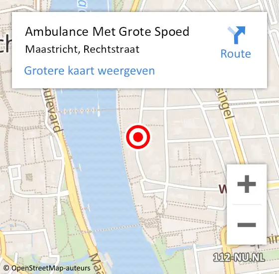 Locatie op kaart van de 112 melding: Ambulance Met Grote Spoed Naar Maastricht, Rechtstraat op 11 augustus 2023 17:12