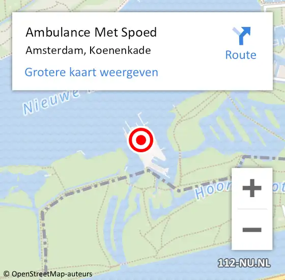 Locatie op kaart van de 112 melding: Ambulance Met Spoed Naar Amsterdam, Koenenkade op 11 augustus 2023 17:19