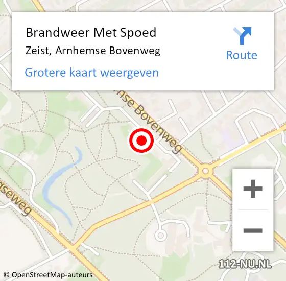 Locatie op kaart van de 112 melding: Brandweer Met Spoed Naar Zeist, Arnhemse Bovenweg op 11 augustus 2023 19:11