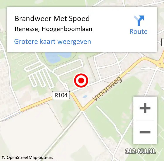 Locatie op kaart van de 112 melding: Brandweer Met Spoed Naar Renesse, Hoogenboomlaan op 11 augustus 2023 20:04