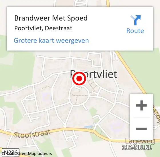 Locatie op kaart van de 112 melding: Brandweer Met Spoed Naar Poortvliet, Deestraat op 11 augustus 2023 23:13