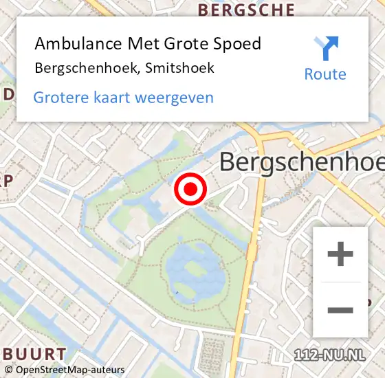 Locatie op kaart van de 112 melding: Ambulance Met Grote Spoed Naar Bergschenhoek, Smitshoek op 12 augustus 2023 01:54