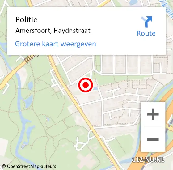 Locatie op kaart van de 112 melding: Politie Amersfoort, Haydnstraat op 12 augustus 2023 03:06