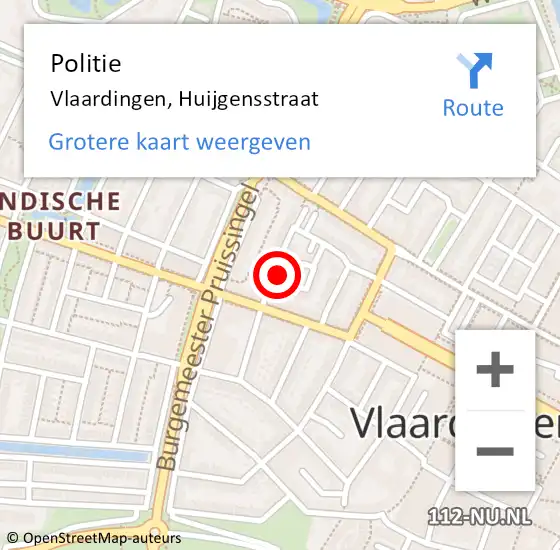 Locatie op kaart van de 112 melding: Politie Vlaardingen, Huijgensstraat op 12 augustus 2023 07:23