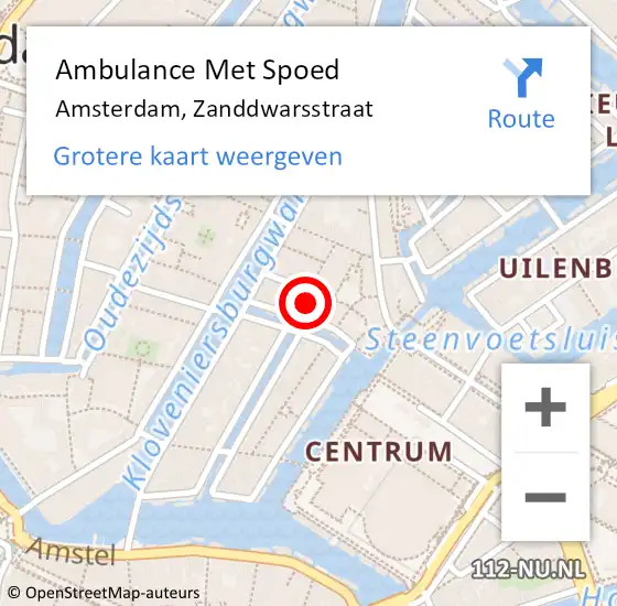 Locatie op kaart van de 112 melding: Ambulance Met Spoed Naar Amsterdam, Zanddwarsstraat op 12 augustus 2023 10:02